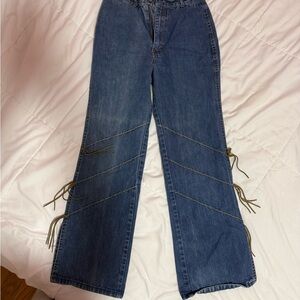 Stylish Blue Jeans with Fringe Details